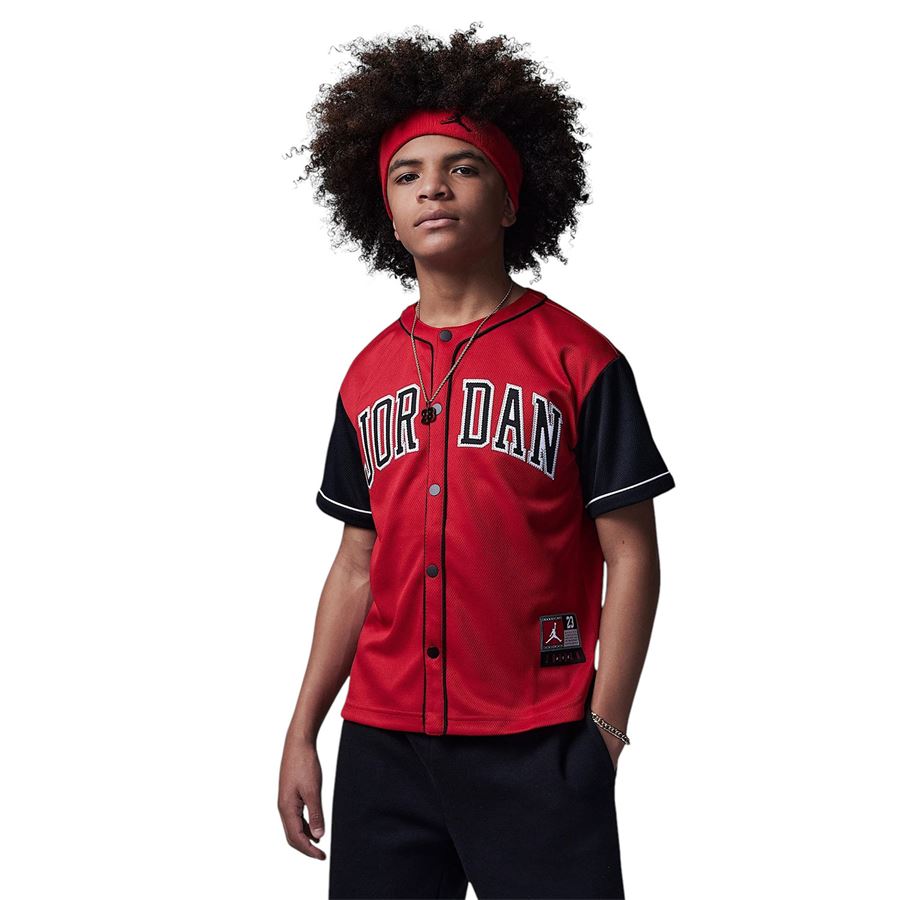 Jdb Jordan Hbr Baseball Jersey t-shirt con bottoni da bambino Jordan | 95C440R78